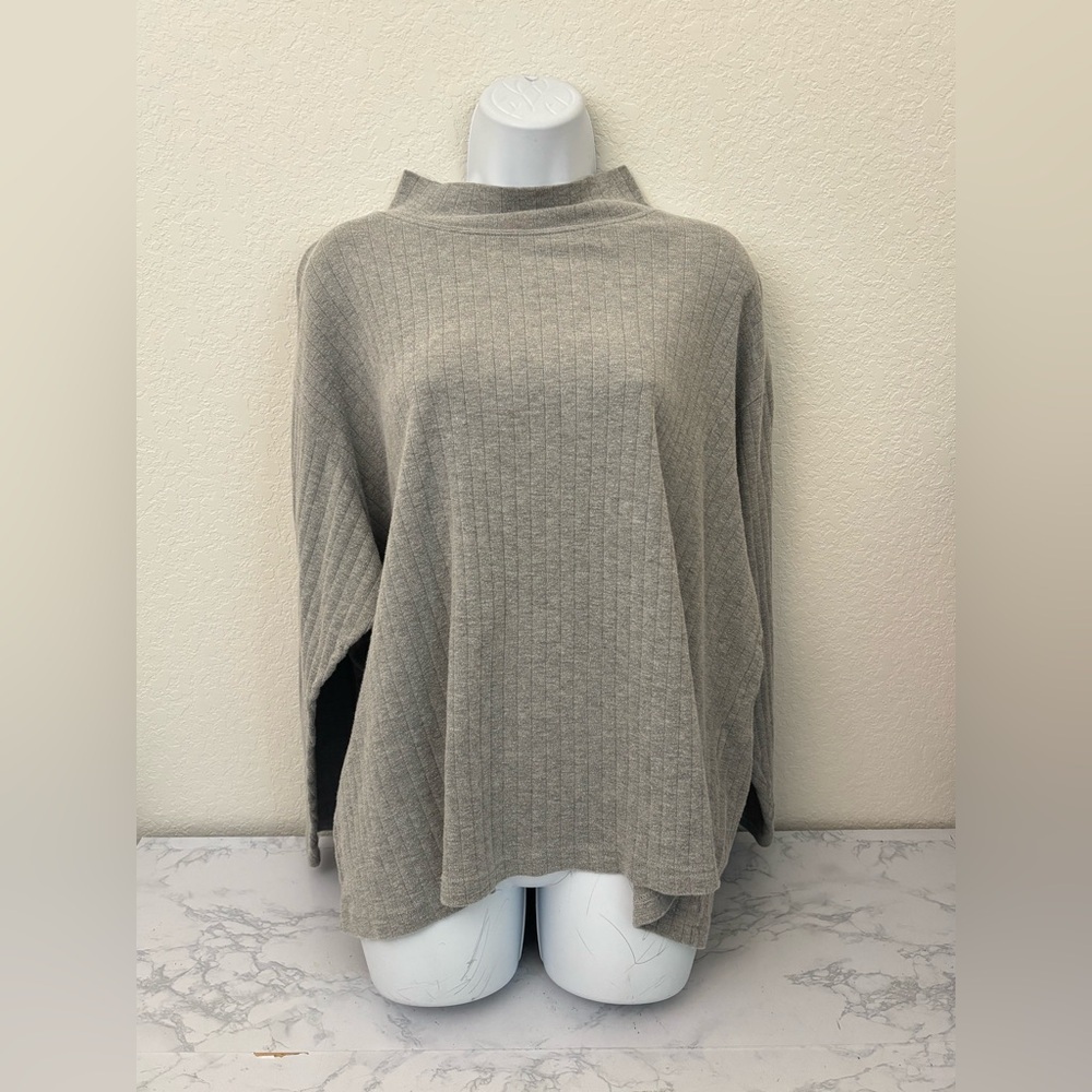 The Eagles Eye Sweater Vintage Womens 3X Ribbed Mock High Neck Pullover Gray​